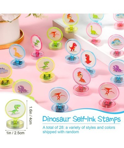 100 Pcs Dino Party Favors Set Dinosaur Mochi Slap Bracelet Keychain Stamp for Christmas Gift Birthday Supplies Classroom Priz...