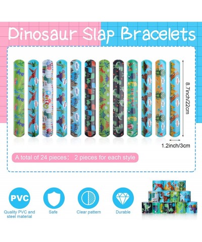 100 Pcs Dino Party Favors Set Dinosaur Mochi Slap Bracelet Keychain Stamp for Christmas Gift Birthday Supplies Classroom Priz...