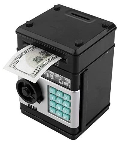 Electronic Password Piggy Bank Cash Coin Can Money Locker Auto Insert Bills Safe Box Password ATM Bank Saver Birthday Gifts f...