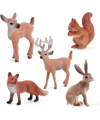 Wild Life Animal Model Sets 5 PCS White-Tailed Deer Squirrels Red Fox Bunny Figures Toys for Kids Boys Girls Christmas Birthd...