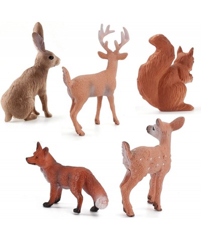 Wild Life Animal Model Sets 5 PCS White-Tailed Deer Squirrels Red Fox Bunny Figures Toys for Kids Boys Girls Christmas Birthd...