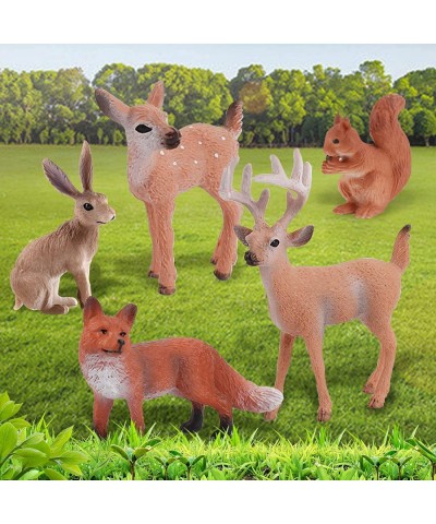 Wild Life Animal Model Sets 5 PCS White-Tailed Deer Squirrels Red Fox Bunny Figures Toys for Kids Boys Girls Christmas Birthd...