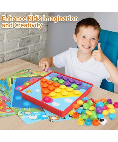 Button Art Toys Crafts for Toddler Activities Game Peg Board Preschool Toys Mosaic Pegboard for Kids Age 2 3 4 5 6 Girls Boys...