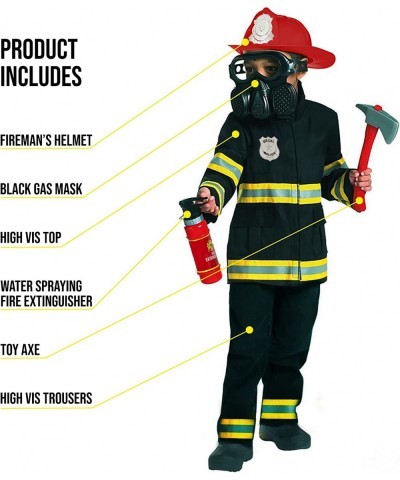 Firefighter Costume for Kids Black Fireman Halloween Costumes for Kids $62.07 Kids' Costumes