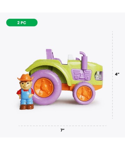 RooCrew Farm Tractor and Farmer - Educational Lights and Sound Eco-Wood Toy Vehicle Playset for Boys and Girls – for Ages 2 a...