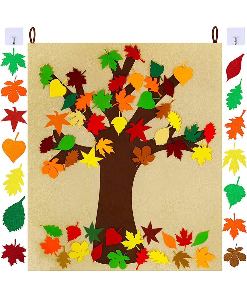 Fall Tree of Thanks Craft Kit Felt Fall Tree Board with 52 pcs Detachable Autumn Leaf Ornaments Autumn Bulletin Board for Kid...