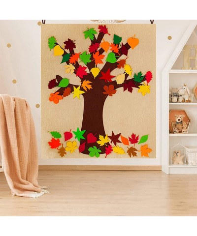 Fall Tree of Thanks Craft Kit Felt Fall Tree Board with 52 pcs Detachable Autumn Leaf Ornaments Autumn Bulletin Board for Kid...