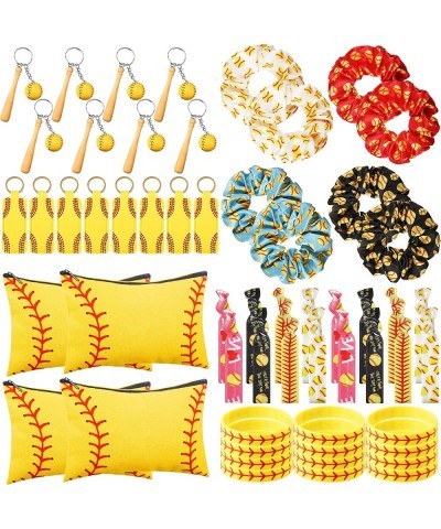 52 Pcs Softball Party Favors Gift Set Includes 4 Softball Makeup Bags 8 Hair Scrunchies 8 Keychains 8 Lipstick Holder 12 Hair...