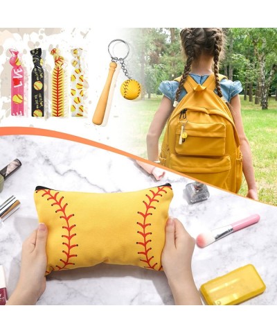 52 Pcs Softball Party Favors Gift Set Includes 4 Softball Makeup Bags 8 Hair Scrunchies 8 Keychains 8 Lipstick Holder 12 Hair...