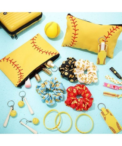 52 Pcs Softball Party Favors Gift Set Includes 4 Softball Makeup Bags 8 Hair Scrunchies 8 Keychains 8 Lipstick Holder 12 Hair...