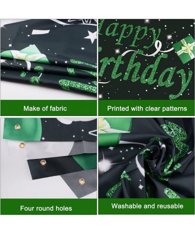 Green Black Birthday Party Decorations Birthday Decorations for Men Women Glittery Happy Birthday Backdrop Banner Balloon Gar...