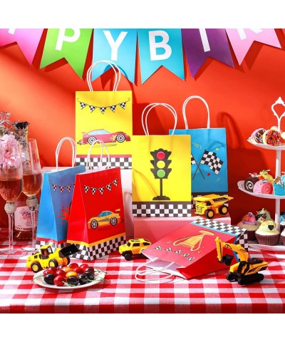 24 Pieces Race Car Party Bags Race Car Party Supplies Goodie Gift Bags Treat Bags with Handles for Checkered Flag Birthday Ra...