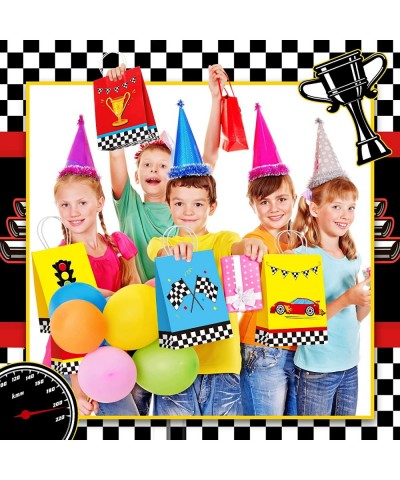 24 Pieces Race Car Party Bags Race Car Party Supplies Goodie Gift Bags Treat Bags with Handles for Checkered Flag Birthday Ra...