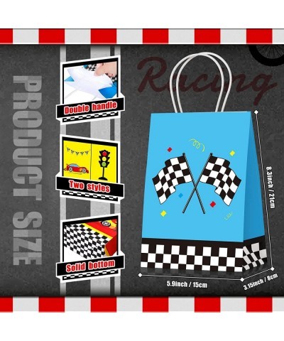 24 Pieces Race Car Party Bags Race Car Party Supplies Goodie Gift Bags Treat Bags with Handles for Checkered Flag Birthday Ra...