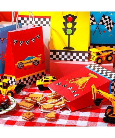 24 Pieces Race Car Party Bags Race Car Party Supplies Goodie Gift Bags Treat Bags with Handles for Checkered Flag Birthday Ra...