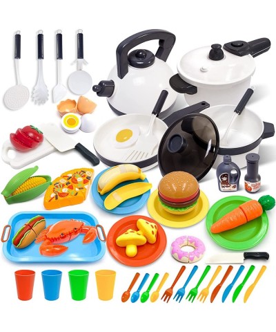 Kids Kitchen Toy Cookware with Play Food Toy Set Kitchen Play Accessories with Pots and Pans Cutting Food Toy Utensils Play D...