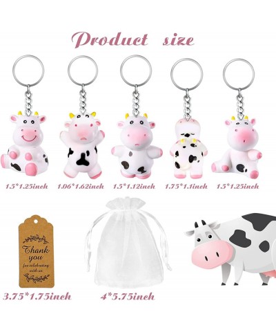 10 PCS Cow Party Favors with Cute Cow Key Chains Thank You Tags White Organza Bags for Farm Party Cow Themed Party Birthday P...