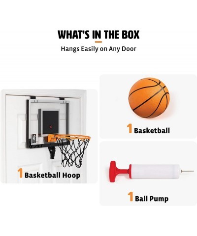 Buzzer Beater Over The Door Hanging Mini Basketball Hoop for Indoor Play - Automatic LED Scoring Pro-Style Backboard Breakawa...