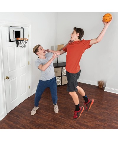 Buzzer Beater Over The Door Hanging Mini Basketball Hoop for Indoor Play - Automatic LED Scoring Pro-Style Backboard Breakawa...