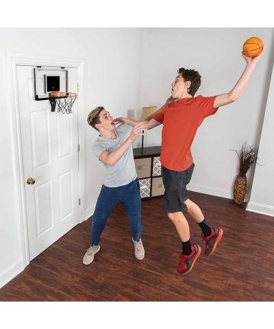 Buzzer Beater Over The Door Hanging Mini Basketball Hoop for Indoor Play - Automatic LED Scoring Pro-Style Backboard Breakawa...