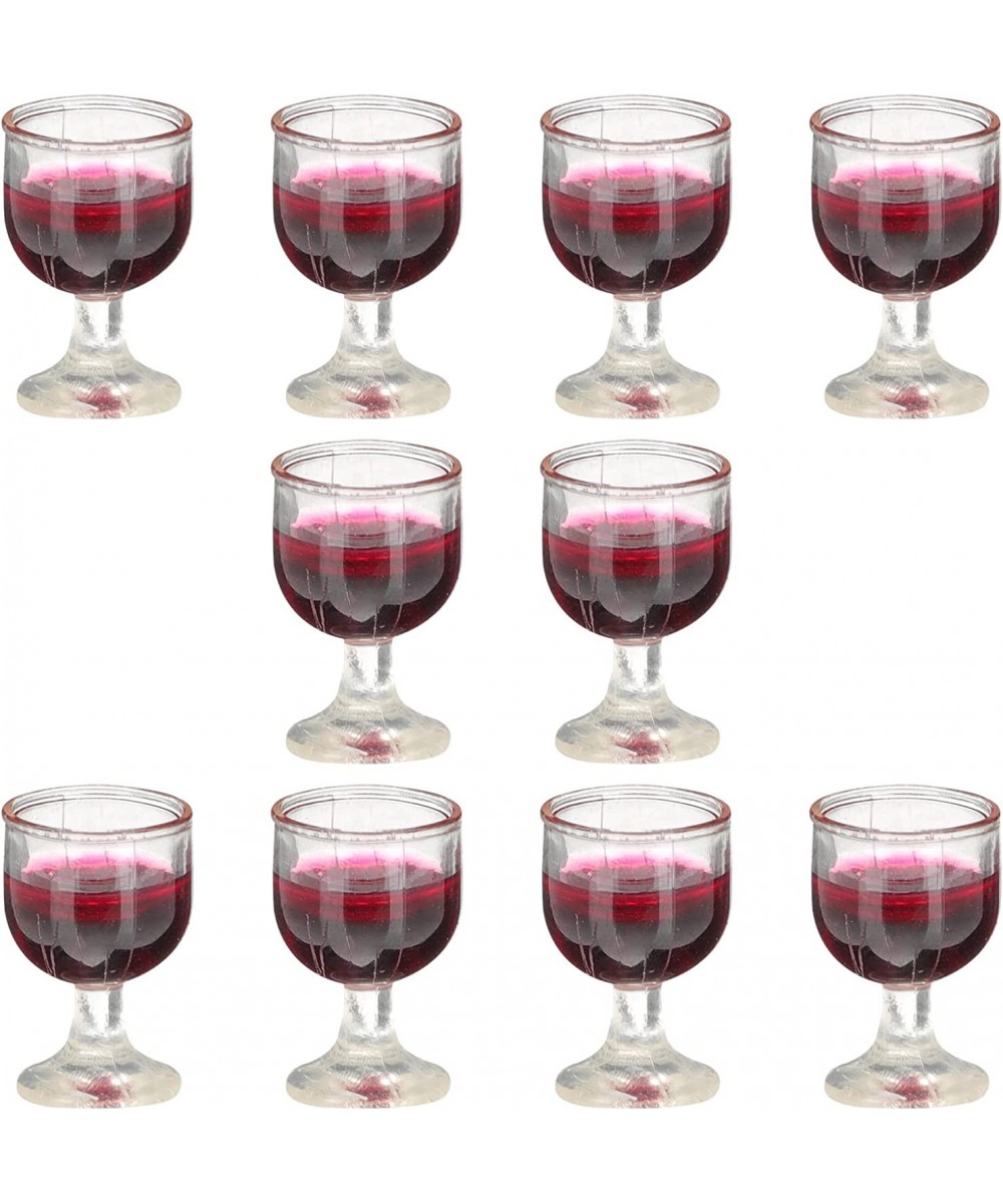 10Pcs Dollhouse Wine Glasses 1:12 Miniature Red Wine Goblet Cups Model for Dollhouse Ornament Mini Kitchen Decor Accessories ...