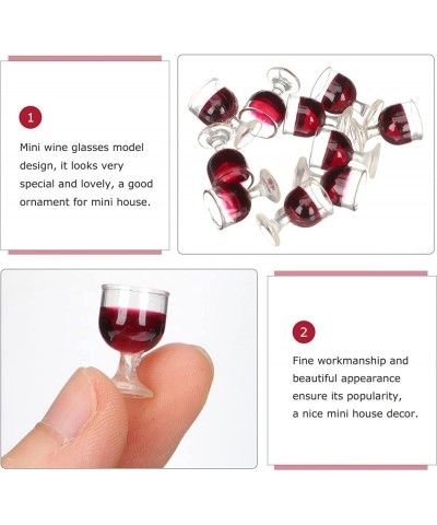 10Pcs Dollhouse Wine Glasses 1:12 Miniature Red Wine Goblet Cups Model for Dollhouse Ornament Mini Kitchen Decor Accessories ...