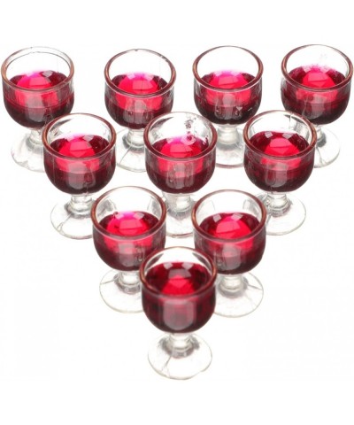 10Pcs Dollhouse Wine Glasses 1:12 Miniature Red Wine Goblet Cups Model for Dollhouse Ornament Mini Kitchen Decor Accessories ...