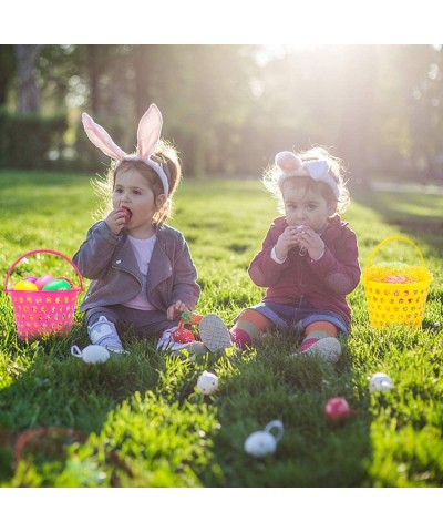 12 Pack Easter Baskets for Kids 8.6" Plastic Easter Bags with Handles Easter Bucket Bags Filled with Grass Perfect Theme Part...