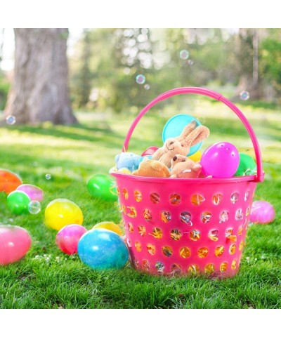 12 Pack Easter Baskets for Kids 8.6" Plastic Easter Bags with Handles Easter Bucket Bags Filled with Grass Perfect Theme Part...