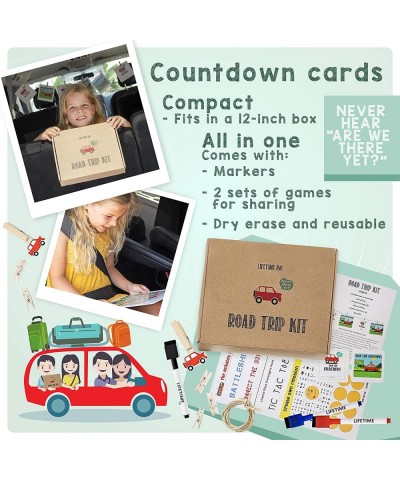 Road Trip Travel Games Activities - Dry Erase Countdown Cards Map Reusable Markers Car Games On The Go for Family Kids Teen G...