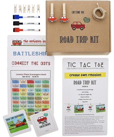 Road Trip Travel Games Activities - Dry Erase Countdown Cards Map Reusable Markers Car Games On The Go for Family Kids Teen G...