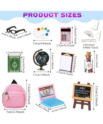 23 Pieces Doll School Supplies Mini School Supplies for Dolls Kit Including Mini Zipper Doll Backpack Blackboard Glasses Mini...