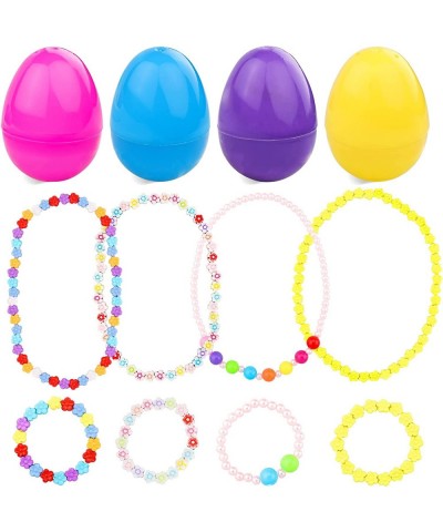 Easter Basket Stuffers 4Set Prefilled Easter Eggs with Different Designs of Necklaces and Bracelets Girls Jewelry Set for Kid...