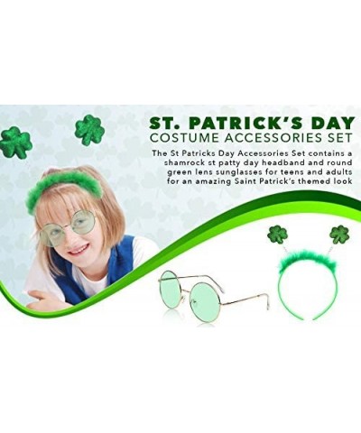 St Patricks Day Costume Accessories Shamrock Green Headband Green Sunglasses $22.58 Kids' Dress-Up Accessories