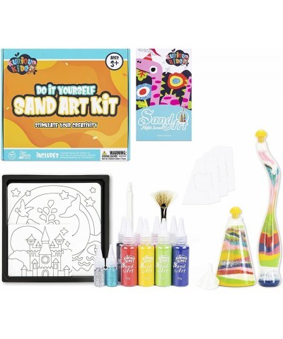 Sand Art Kit for Ages 3 to 10 - Everything Kids Need for Fun DIY Crafts - 16 Sand Peel&Sprinkle Pictures 2 Sand Art Bottles 8...