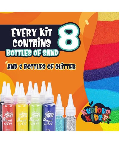 Sand Art Kit for Ages 3 to 10 - Everything Kids Need for Fun DIY Crafts - 16 Sand Peel&Sprinkle Pictures 2 Sand Art Bottles 8...