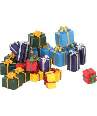 25 Pcs Mini Boxes Ornaments Resin Christmas Packages Figurine Set Christmas Tree Small Gift Boxes Assorted Colors Miniature C...