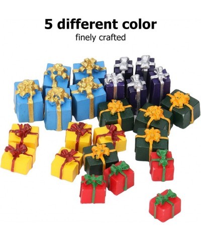 25 Pcs Mini Boxes Ornaments Resin Christmas Packages Figurine Set Christmas Tree Small Gift Boxes Assorted Colors Miniature C...