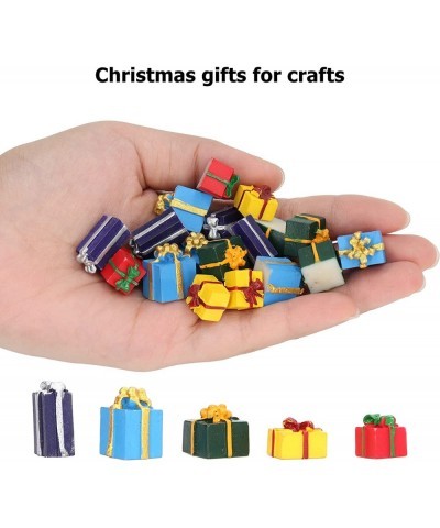 25 Pcs Mini Boxes Ornaments Resin Christmas Packages Figurine Set Christmas Tree Small Gift Boxes Assorted Colors Miniature C...