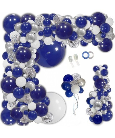 145pcs Navy Blue Silver Balloons Garland Kit Royal Blue Silver White Confetti Balloon Arch for 2022Graduation Party Wedding B...