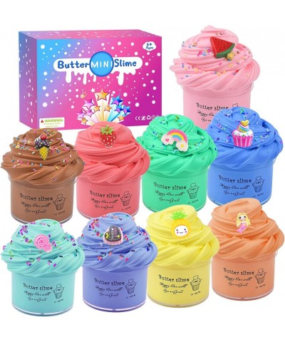 Butter Slime Kit 9 Pack Slime Party Favors with Cute Charms Bulk Mini Slime Putty Toy for Girls Boys Soft Stretch and Non-Sti...