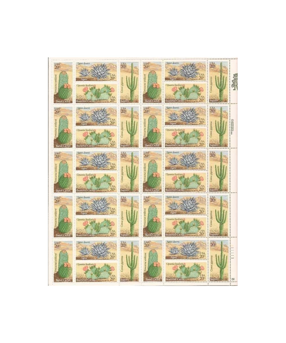 Desert Cactus Plants Sheet of 40 x 20 Cent Stamps Scott 1942-45 $50.59 Collectibles Display & Storage