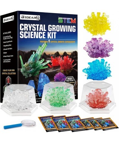 Crystal Growing Science Kit for Kids Ages 6-8-12 Easy DIY Educational STEM Toys Project - 6 Vibrant Crystals Grow Fast in 3-4...