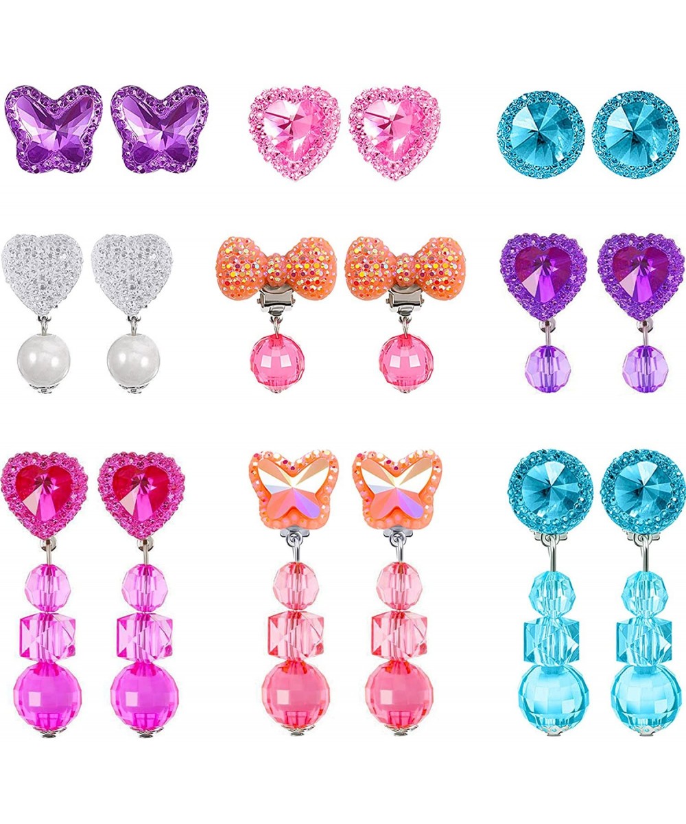 9 Pairs Girls Clip-on Earrings Pretend Princess Play Earrings Jewelry Set (Style 5) $27.28 Kids' Dress-Up Accessories