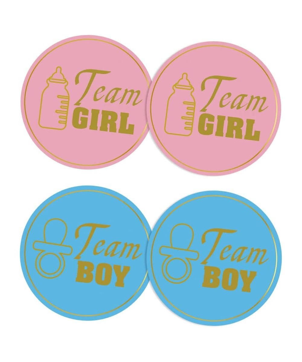 100 Pieces Gender Reveal Stickers 1.6'' Team Boy Team Girl Stickers Labels Baby Shower Stickers Pink Blue for Party Invitatio...