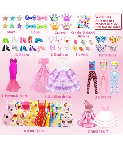 75Pcs Doll Clothes and Accessories Fashion Design kit for 11.5 Inch Doll Dress Up Including 2 Wedding Gown Dresses 1 Fashion ...