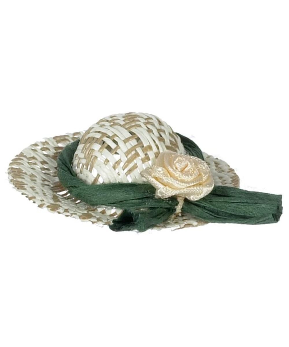 Dolls House Straw Sun Hat Khaki Band Miniature Garden Bedroom Hall Accessory $15.28 Dollhouse Accessories