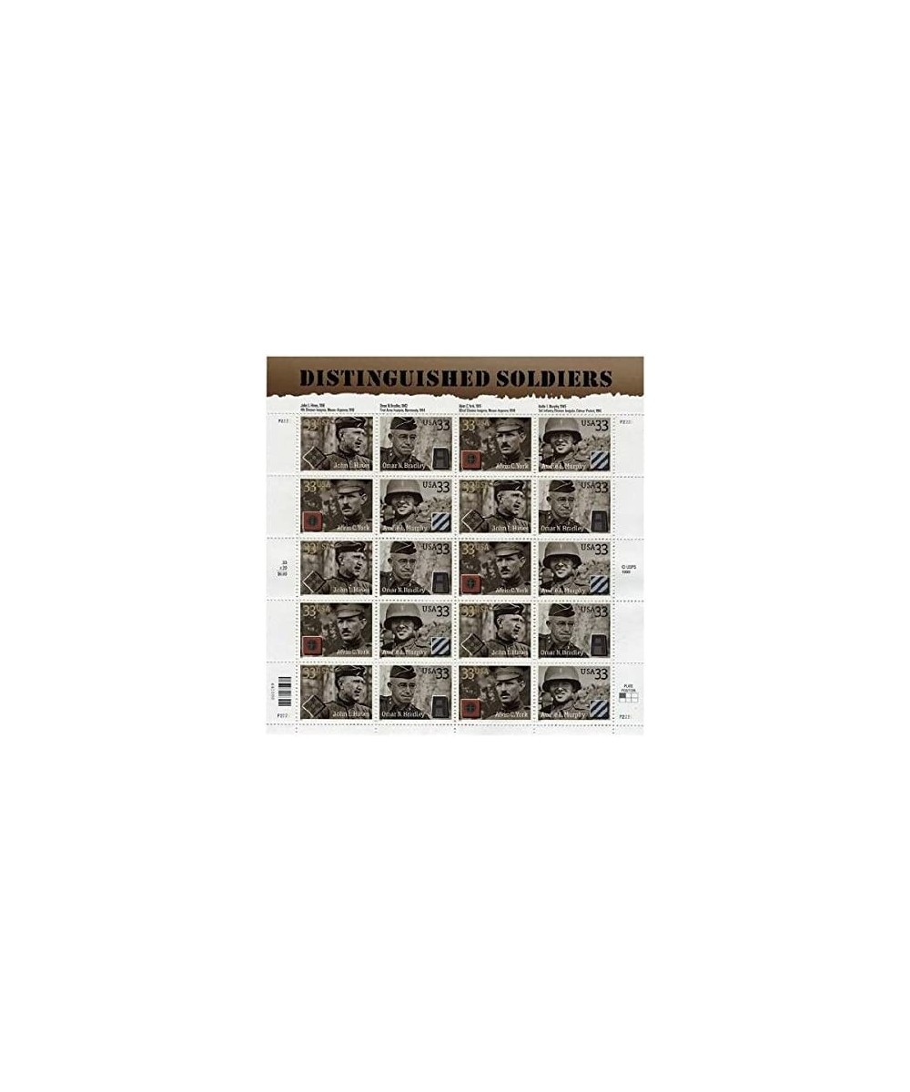 Distinguished Soldiers Collectible Stamp Sheet of Twenty 33 Cent Stamps Scott 3393-96 $23.63 Collectible Postage Stamps