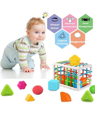 Baby Sensory Bin Shape Sorter Toy for 6-12-18 Months Colorful Early Education Montessori Rattles Toys The Classification Box ...