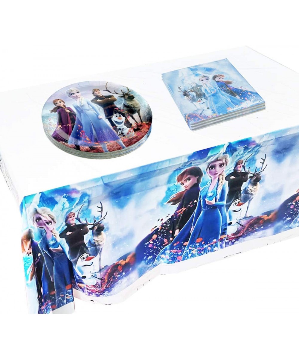 Frozen Birthday Set 20pcs Plates 20 Napkins 1 Tablecloths Frozen Themed Party Supplies $19.97 Kids' Party Tableware